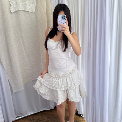 Shirt Passion Eurosummer Boho White Ruffle Mini Skirt
