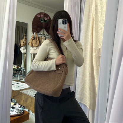 Brown Felt Wool Shoulder Bag