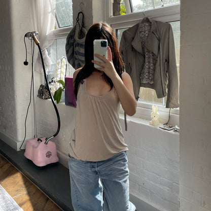 米色西部实用皮革饰带束腰背心