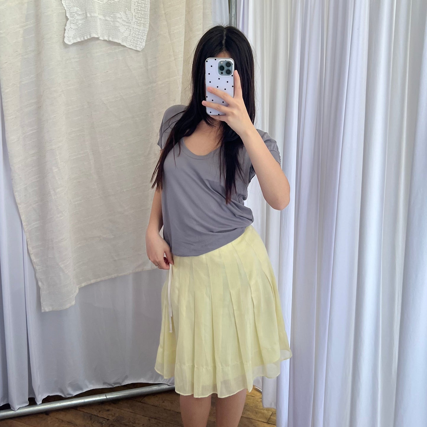 Prideglide Dainty Lemon Yellow Pleated Midi Skirt