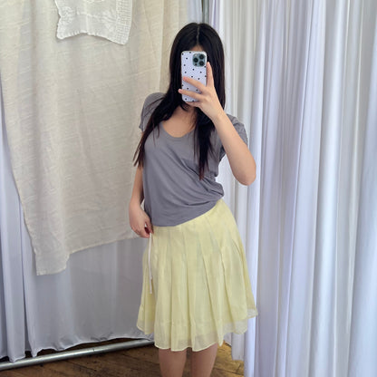 Prideglide Dainty Lemon Yellow Pleated Midi Skirt