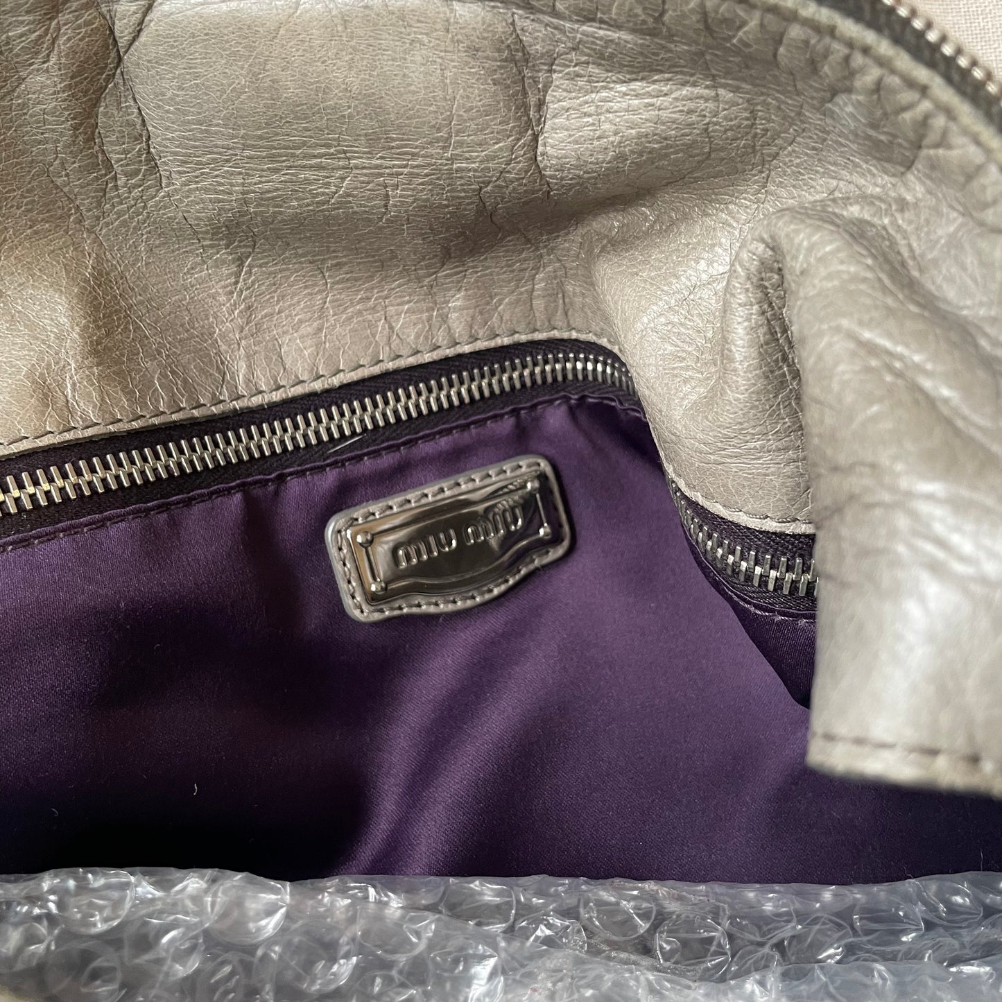 sage green leather silver hardware miu miu vitello lux ribbon 2 way crossbody handbag