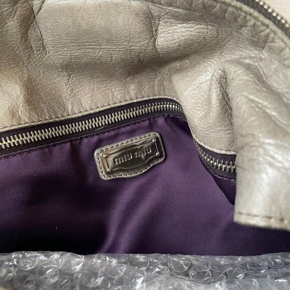 sage green leather silver hardware miu miu vitello lux ribbon 2 way crossbody handbag