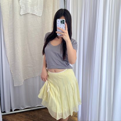 Prideglide Dainty Lemon Yellow Pleated Midi Skirt
