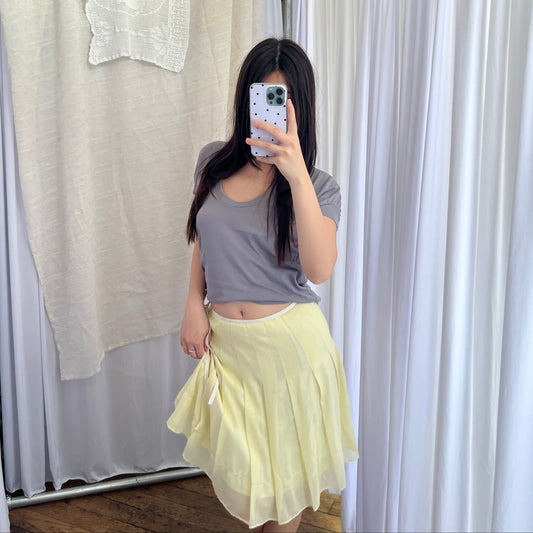 Prideglide Dainty Lemon Yellow Pleated Midi Skirt