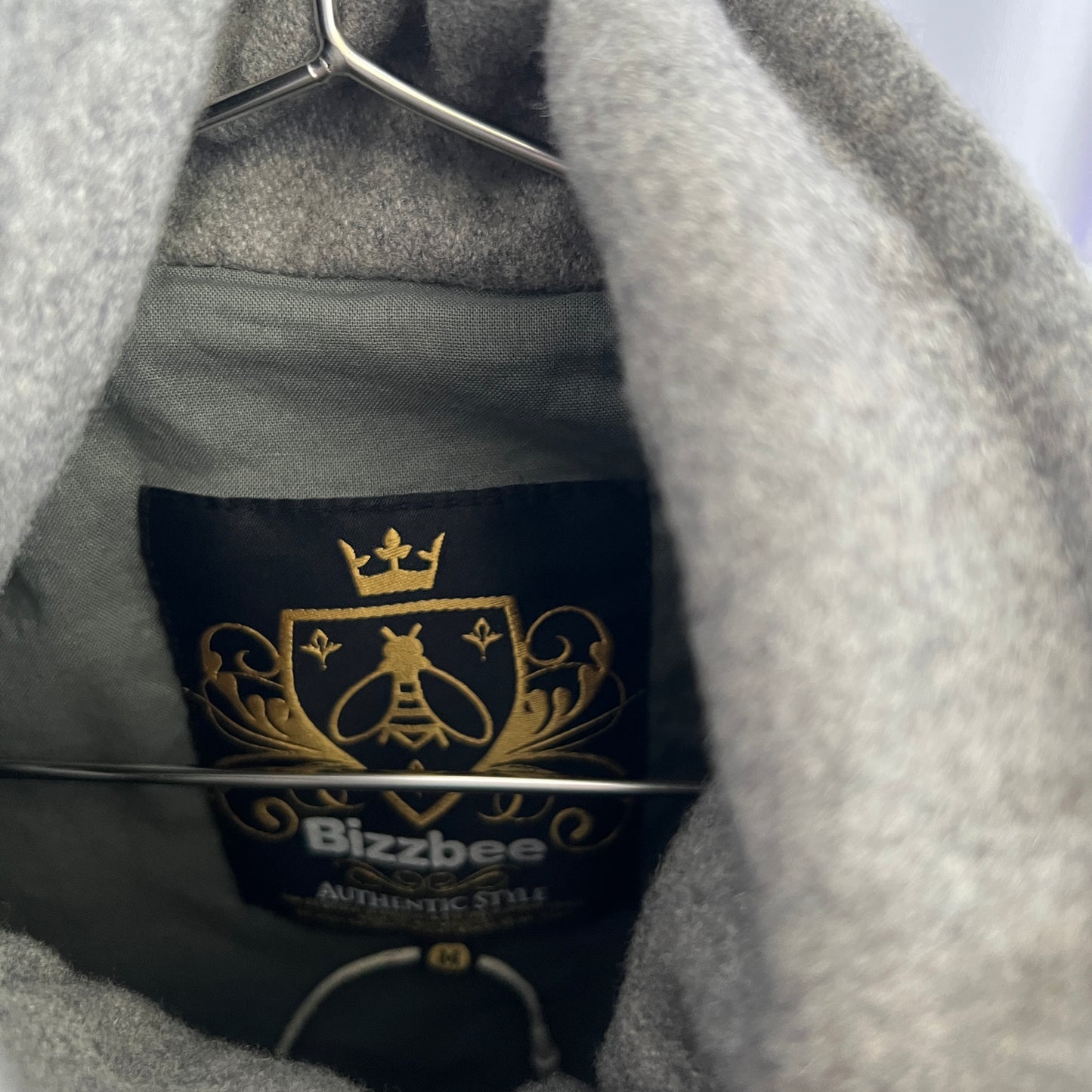 Vintage Bizzbee Grey Funnel Collar High Neck Double Breasted Bombed Pea Coat