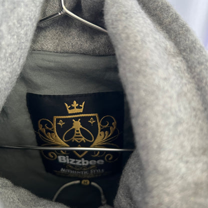 Vintage Bizzbee Grey Funnel Collar High Neck Double Breasted Bombed Pea Coat