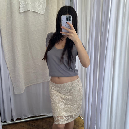 Intimissimi Eurosummer Cream Lace Trim Layered Mini Skirt