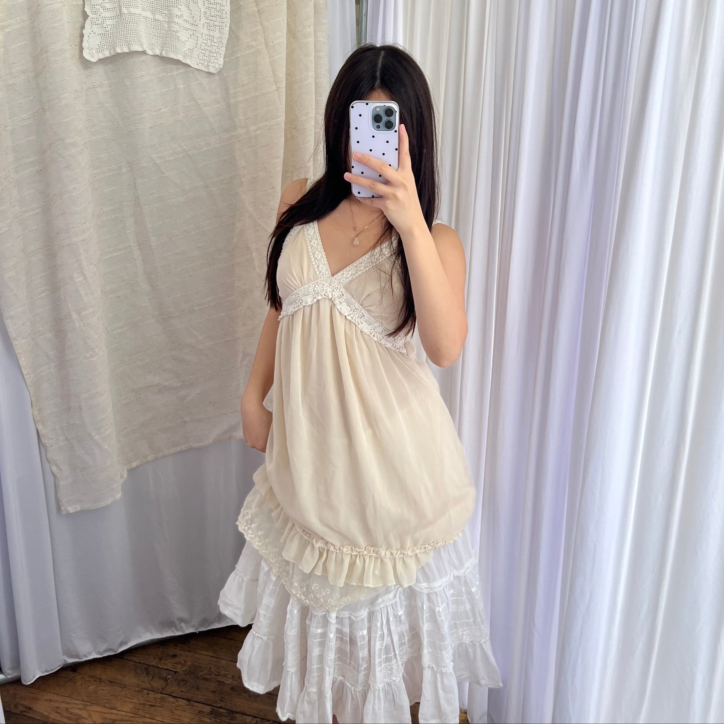 Nadasha Dainty Eurosummer Butter Yellow Ruffle Hem Tulle Crochet Lace Trim Mini Dress