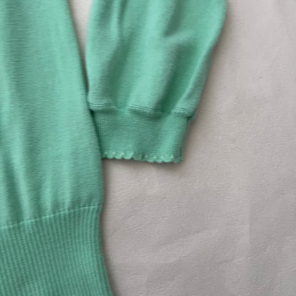 Cynthia Rowley Mint Green Scallop Collar Ribbon Knit Top