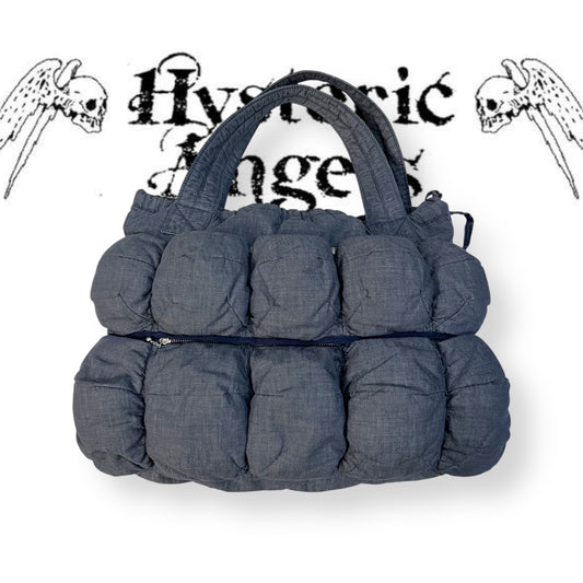 marithe francois girbaud cotton denim blue pokachu multi pocket tote bag