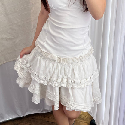 Shirt Passion Eurosummer Boho White Ruffle Mini Skirt