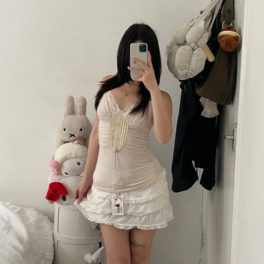 prairie boho walk & talk white broderie anglaise tiered ruffle corset lace up mini skirt