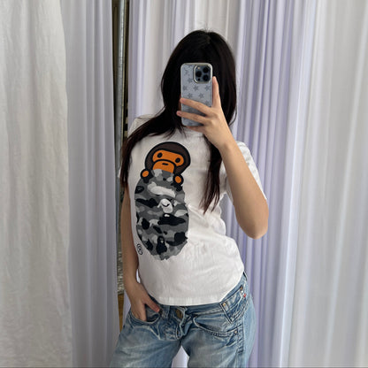 Bape A Bathing Ape White Camo Bapy Short Sleeve T-shirt