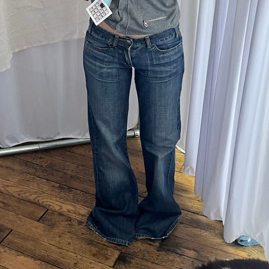 Miss Sixty New Tommy Style Medium Wash Blue Boot Leg Skinny Low Rise Denim Jeans