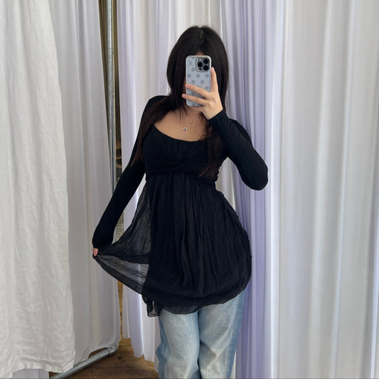 King Kong Silk Black Puff Hem Wrap Style Bolero Dress Two in One Dress