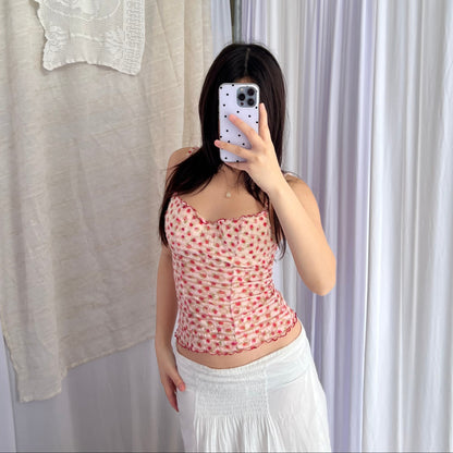 Coquette Intimissimi Lacey White Strawberry Red Balconette Bustier Corset