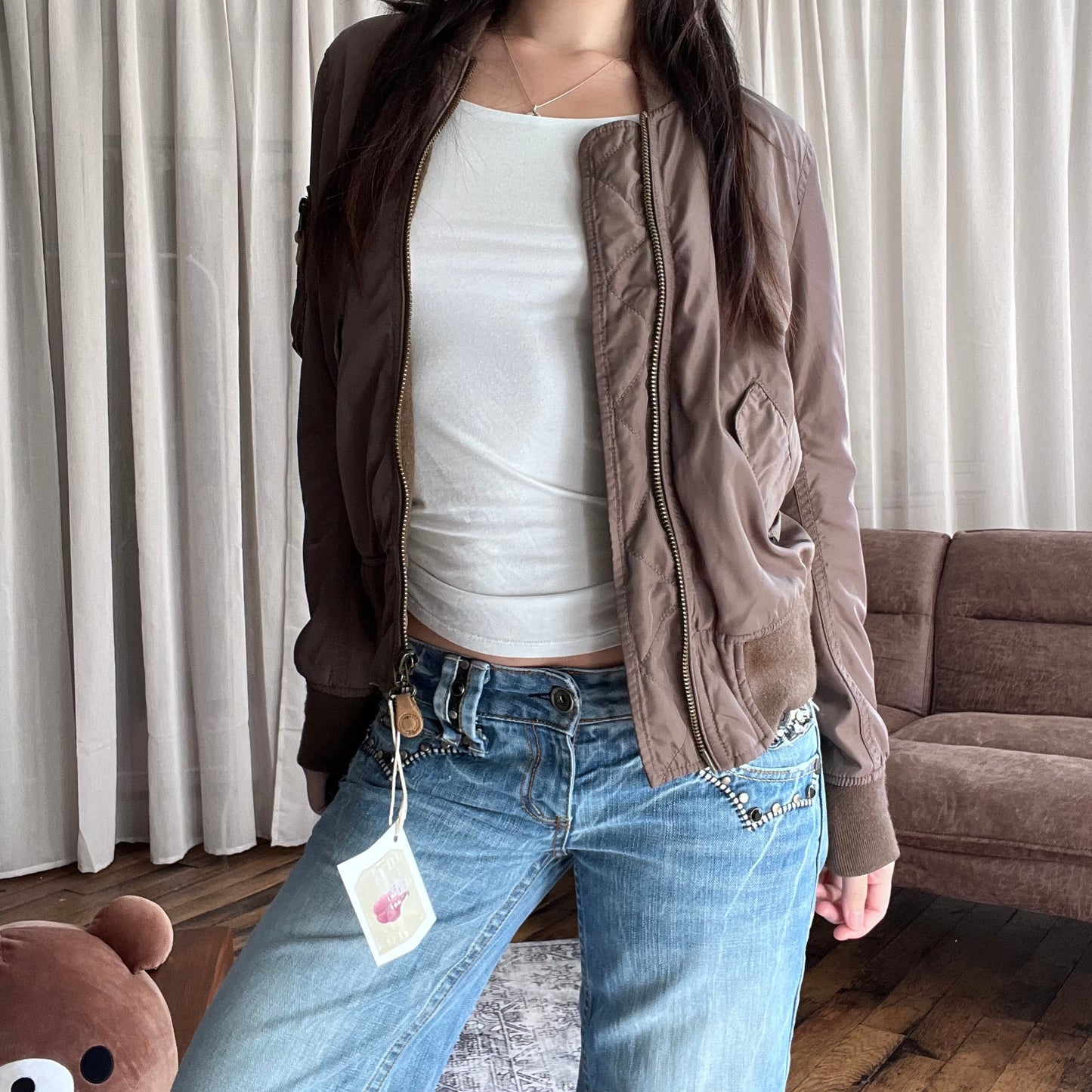 Vintage Goa Ma-1 Khaki Brown Bomber Jacket