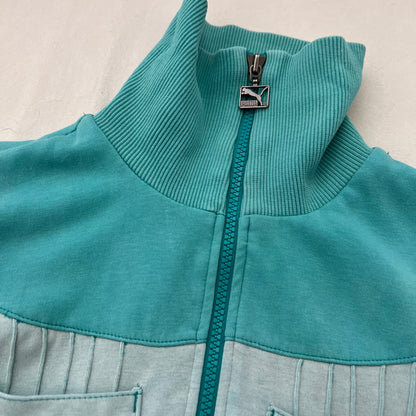 Puma Turquoise High Neck Fitted Zip Jacket Top