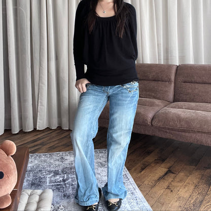 Jennyfer Black Slouchy Batwing Long Sleeve Cinched Waist Knit