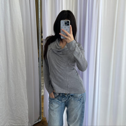 Grey Promod Asymmetric Zip Drape Fitted Cardigan Jacket