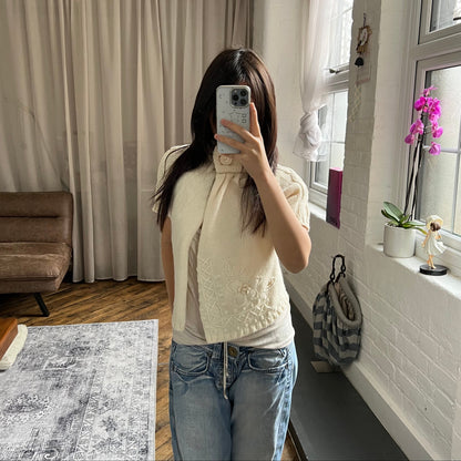 cream wool blend replay knit high collared button neck cardigan