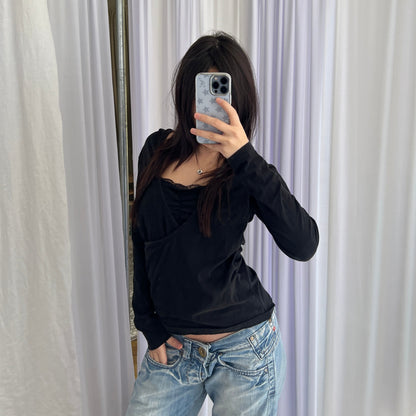 Black Hooded Layered Inner Tunic Long Sleeve Shirt