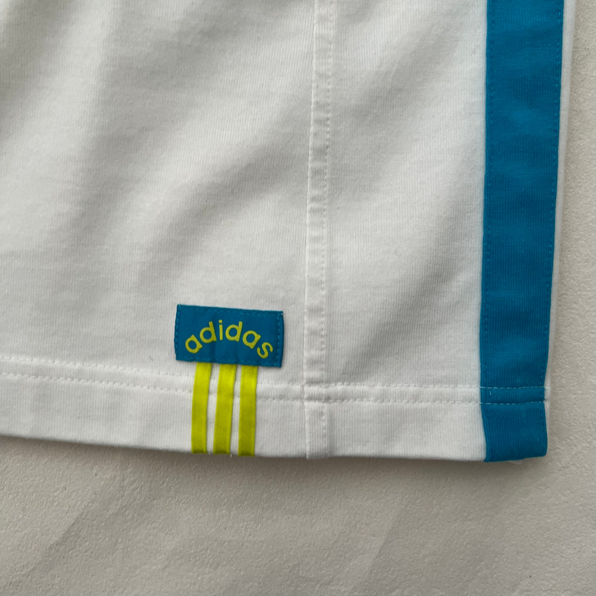 Adidas White Blue Striped 3 Letter A Line Midi Skirt