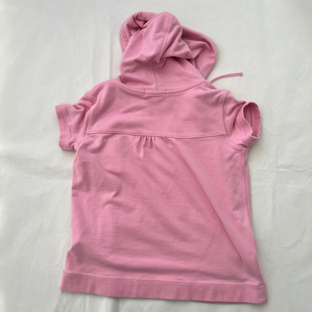Pink Bape Cap Sleeve Ruched Crop Babydoll Tunic Hoodie