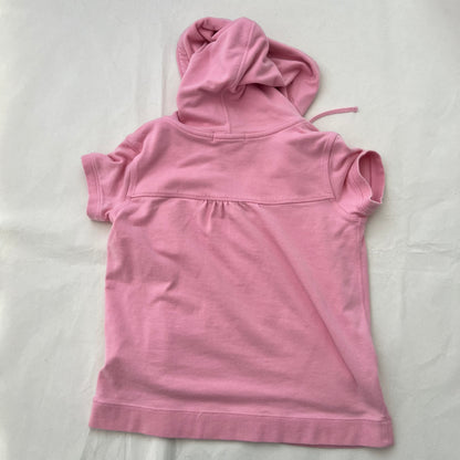 Pink Bape Cap Sleeve Ruched Crop Babydoll Tunic Hoodie