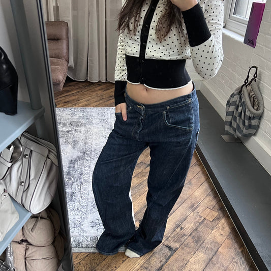 levi's engineered navy indigo back buckle 3d engineering wide leg baggy jeans