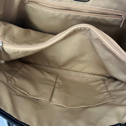 Nylon Leather Khaki Camo Buckle Front Tassel Keychain Tote Bag
