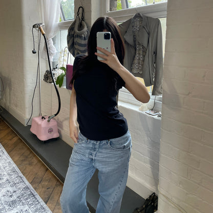 black dolce & gabbana (d&g) fitted sheer mesh front graphic shirt