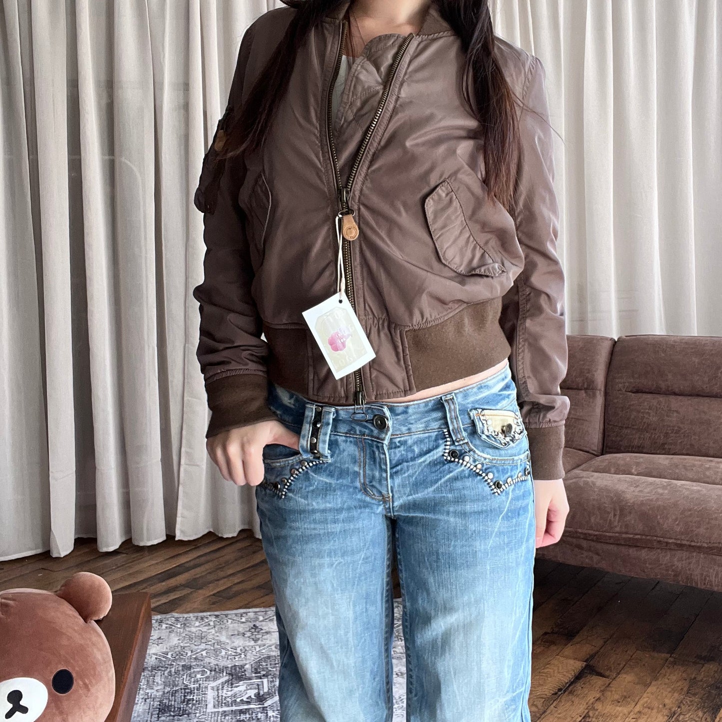 Vintage Goa Ma-1 Khaki Brown Bomber Jacket