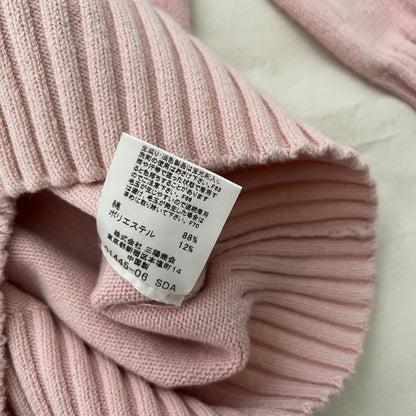 Burberry Baby Pink Ribbed Neck Half Sleeve Cotton Knit Sweater