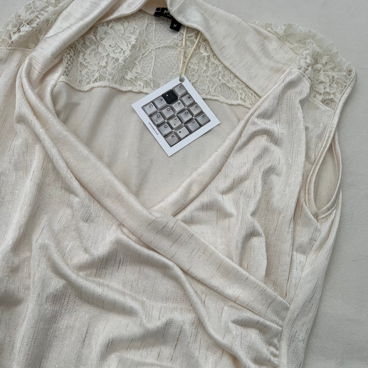 Cream Morgan De Toi Viscose Lace Wrap Style Draped Blouson Vest