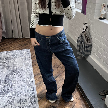 levi's engineered navy indigo back buckle 3d engineering wide leg baggy jeans