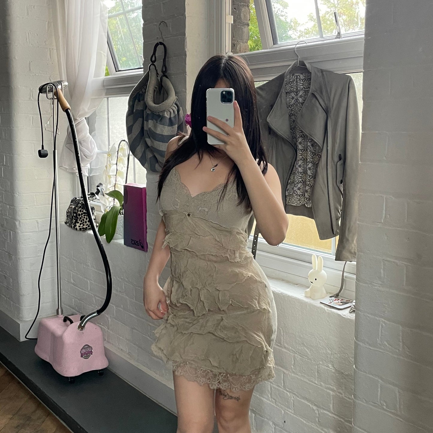 romantic boho western annarita n beige silk embroidery lace tiered ruffle mini dress