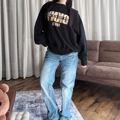 Vintage 90s Dkny Black Long Sleeve Graphic Text Sweater