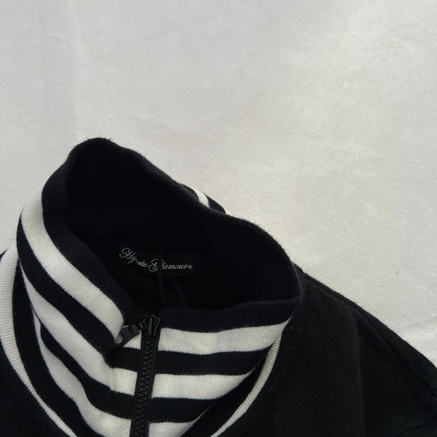 Black Hysteric Glamour Striped Hem Hot Pink Graphic Zip High Neck Tracksuit Jacket