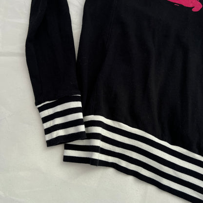 Black Hysteric Glamour Striped Hem Hot Pink Graphic Zip High Neck Tracksuit Jacket