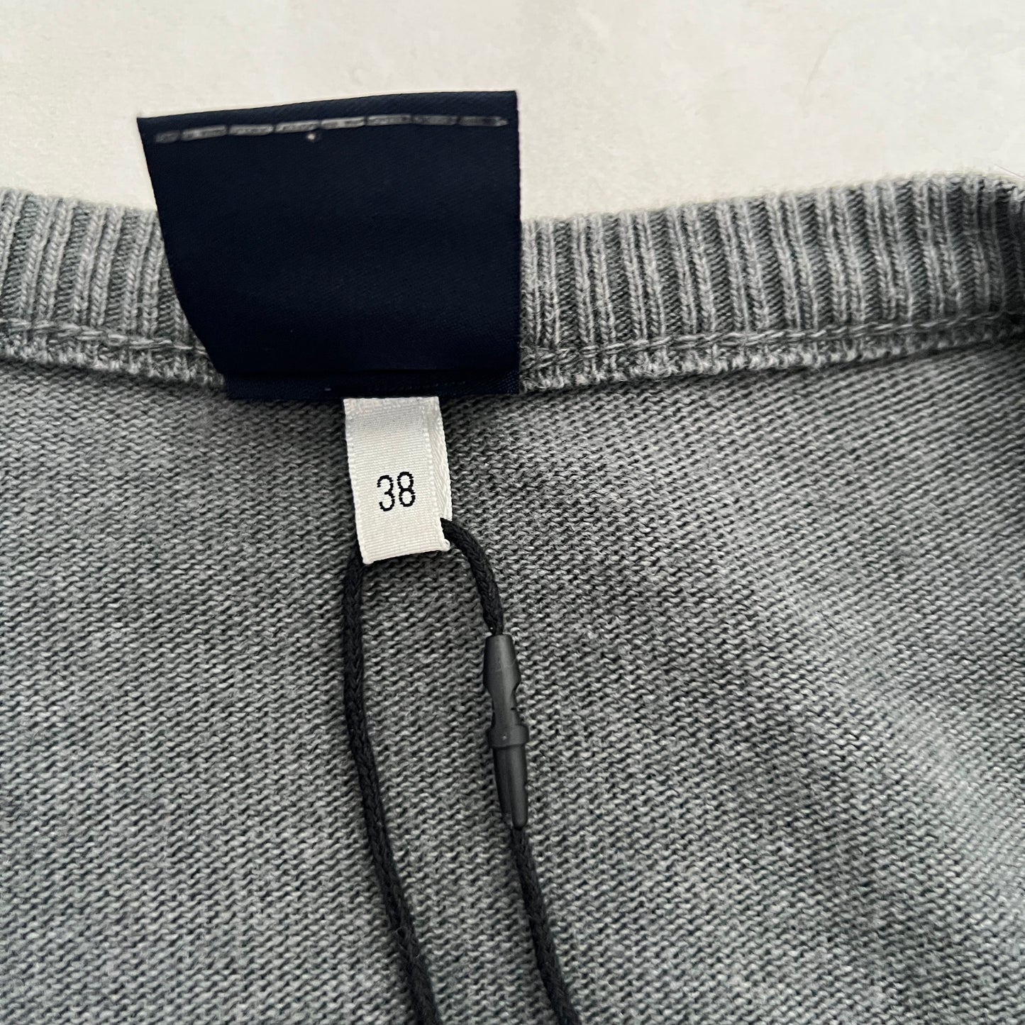 Faded Grey Dolce & Gabanna Wool Blend V Neck Graphic Knit Pullover Sweater