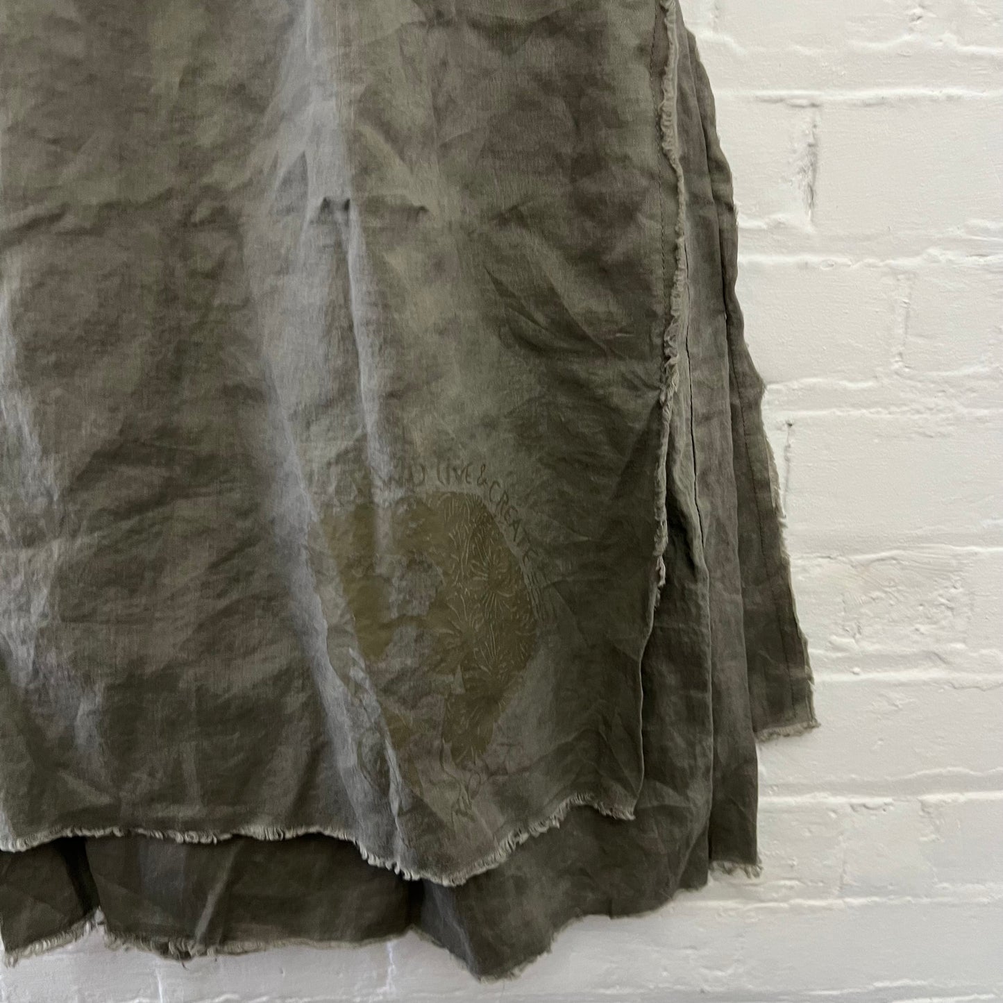 Rwd Jeans Khaki Lacey A Line Graphic Hem Midi Dress