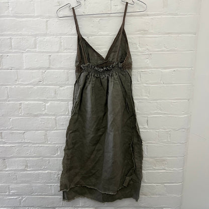 Rwd Jeans Khaki Lacey A Line Graphic Hem Midi Dress