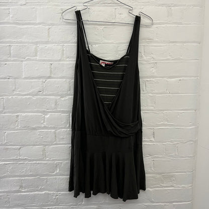 Miss Sixty Khaki Striped Draped Wrap Style Drop Waist Dress