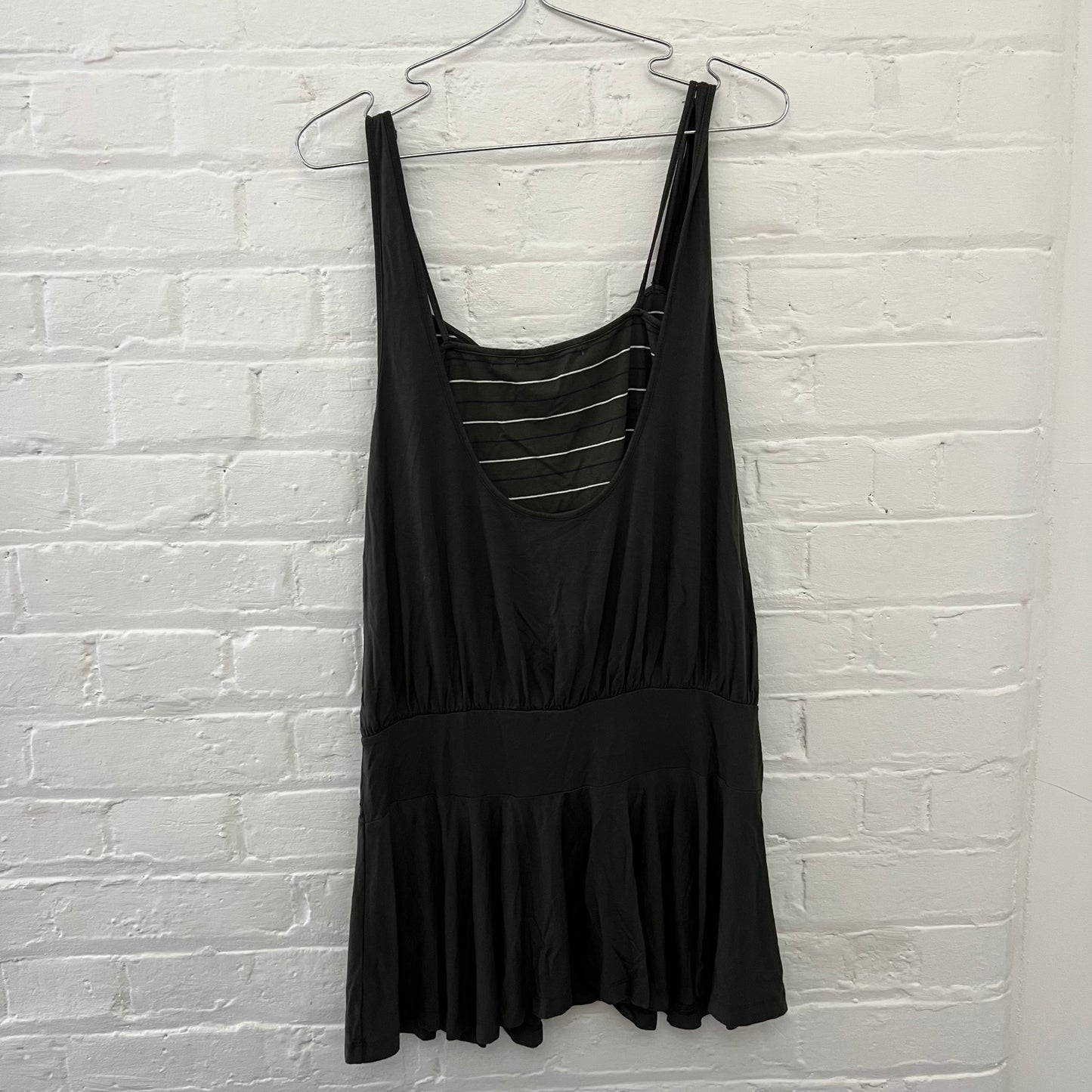 Miss Sixty Khaki Striped Draped Wrap Style Drop Waist Dress