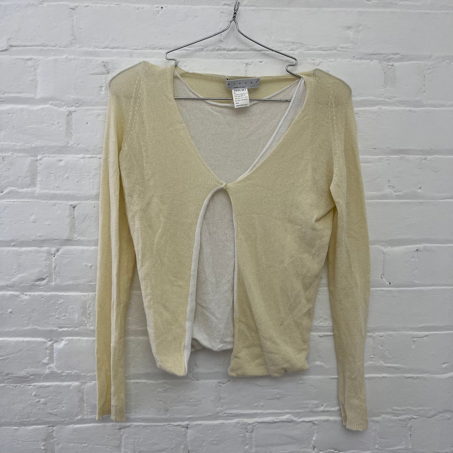 Twinset Baby Yellow White Layered Open Cardigan