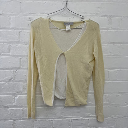 Twinset Baby Yellow White Layered Open Cardigan