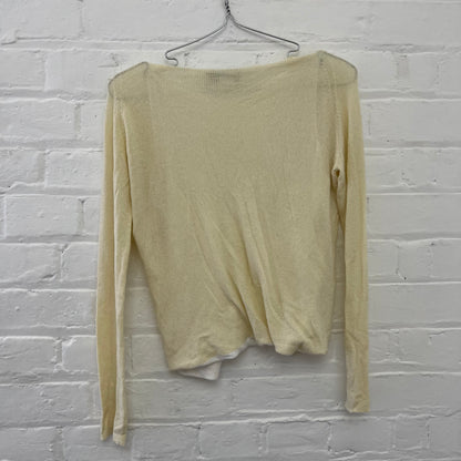 Twinset Baby Yellow White Layered Open Cardigan