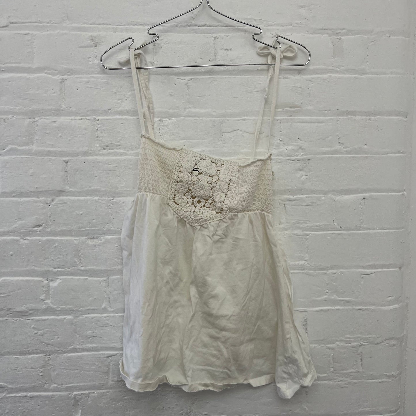 White Venca Babydoll Crochet Knit Broderie Anglaise Camisole